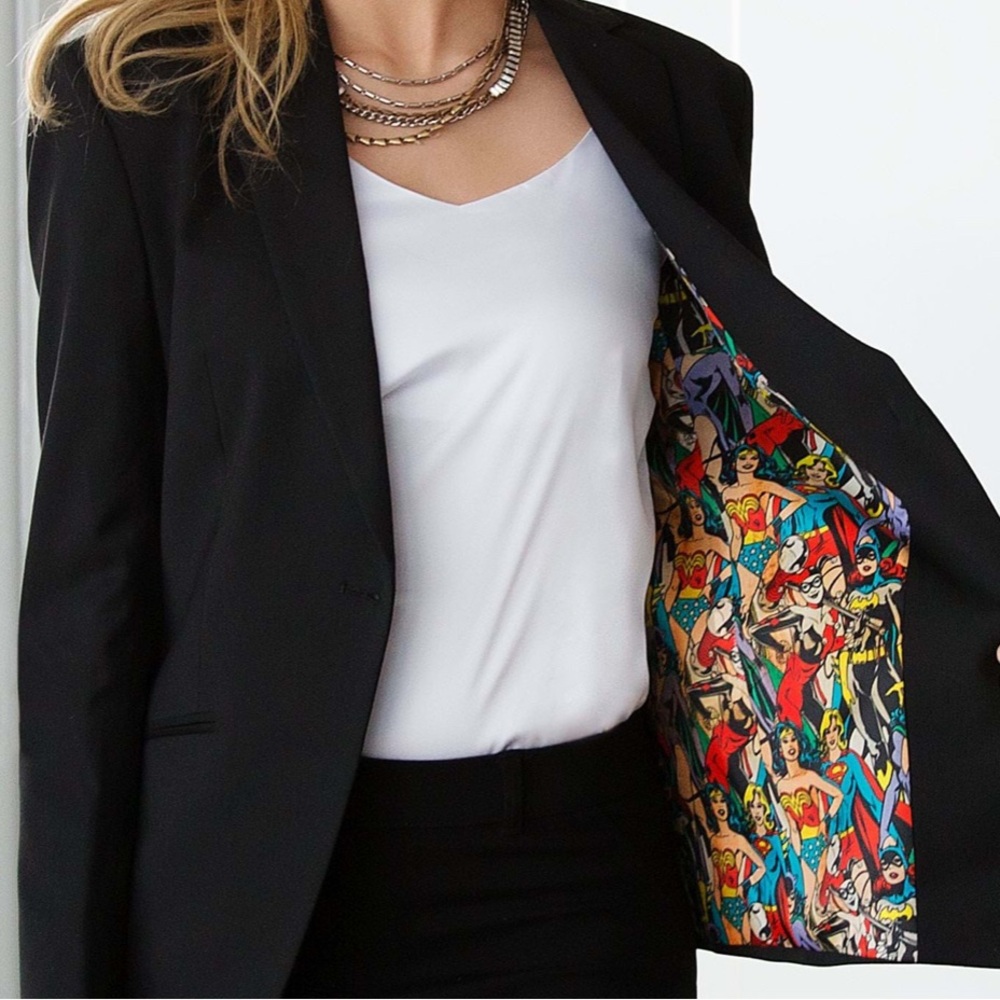 DC Comics Fun Suits Vintage Print One Button Blazer